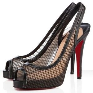 Christian Louboutin Elegant Black and Red Slingback Heels
